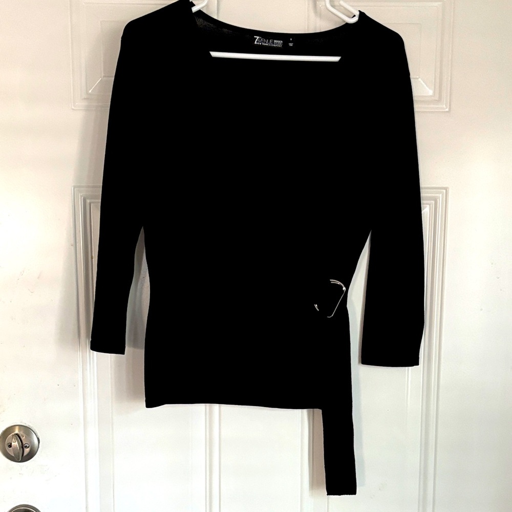 7th Ave New York Co Black 3/4 Sleeve Women's Top